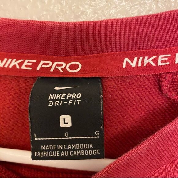 Nike Pro Dri-FIT Get Fit Crew Sweatshirt crop red DD1955-615 woman’s L - Picture 10 of 10
